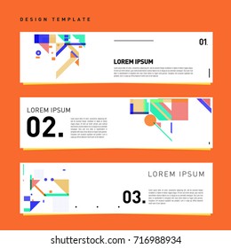 Vector set of abstract banner web design template. Retro and pop art colorful style banner design layout.