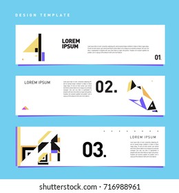 Vector set of abstract banner web design template. Retro and pop art colorful style banner design layout.