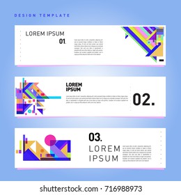 Vector set of abstract banner web design template. Retro and pop art colorful style banner design layout.