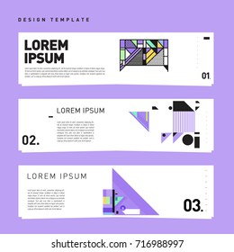 Vector set of abstract banner web design template. Retro and pop art colorful style banner design layout.