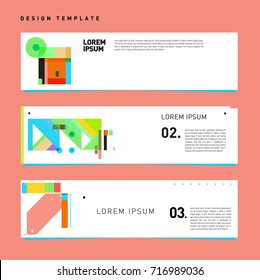 Vector set of abstract banner web design template. Retro and pop art colorful style banner design layout.