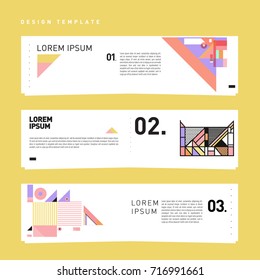 Vector set of abstract banner web design template. Retro and pop art colorful style banner design layout.