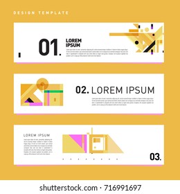 Vector set of abstract banner web design template. Retro and pop art colorful style banner design layout.