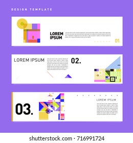 Vector set of abstract banner web design template. Retro and pop art colorful style banner design layout.