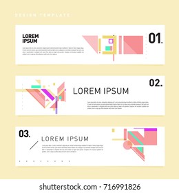 Vector set of abstract banner web design template. Retro and pop art colorful style banner design layout.