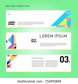 Vector set of abstract banner web design template. Retro and pop art colorful style banner design layout.