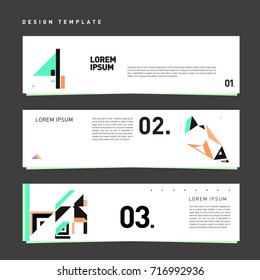 Vector set of abstract banner web design template. Retro and pop art colorful style banner design layout.