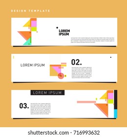 Vector set of abstract banner web design template. Retro and pop art colorful style banner design layout.