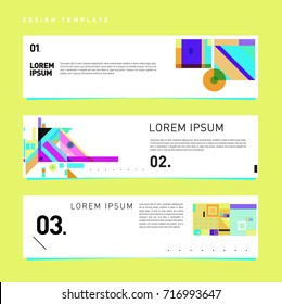 Vector set of abstract banner web design template. Retro and pop art colorful style banner design layout.