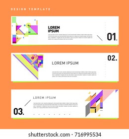 Vector set of abstract banner web design template. Retro and pop art colorful style banner design layout.