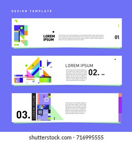 Vector set of abstract banner web design template. Retro and pop art colorful style banner design layout.