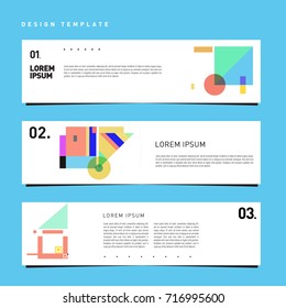 Vector set of abstract banner web design template. Retro and pop art colorful style banner design layout.