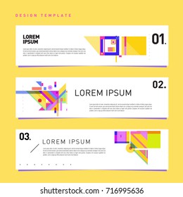 Vector set of abstract banner web design template. Retro and pop art colorful style banner design layout.