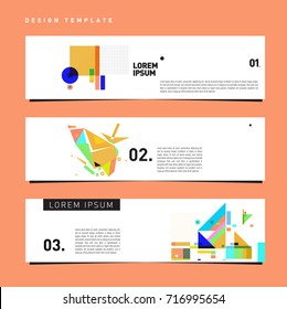 Vector set of abstract banner web design template. Retro and pop art colorful style banner design layout.
