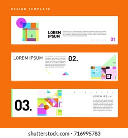 Vector set of abstract banner web design template. Retro and pop art colorful style banner design layout.