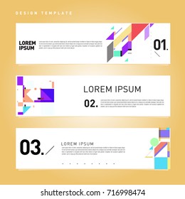 Vector set of abstract banner web design template. Retro and pop art colorful style banner design layout.