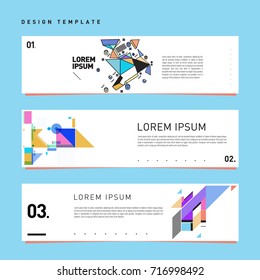 Vector set of abstract banner web design template. Retro and pop art colorful style banner design layout.