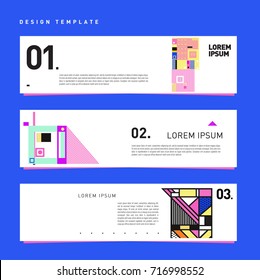 Vector set of abstract banner web design template. Retro and pop art colorful style banner design layout.