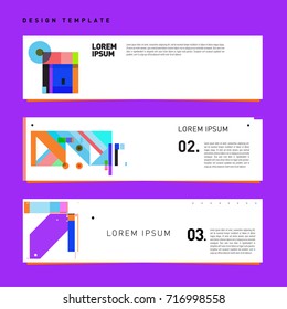 Vector set of abstract banner web design template. Retro and pop art colorful style banner design layout.