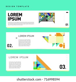 Vector set of abstract banner web design template. Retro and pop art colorful style banner design layout.