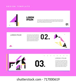 Vector set of abstract banner web design template. Retro and pop art colorful style banner design layout.