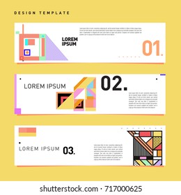 Vector set of abstract banner web design template. Retro and pop art colorful style banner design layout.