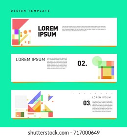 Vector set of abstract banner web design template. Retro and pop art colorful style banner design layout.