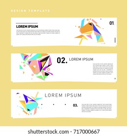 Vector set of abstract banner web design template. Retro and pop art colorful style banner design layout.