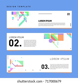 Vector set of abstract banner web design template. Retro and pop art colorful style banner design layout.