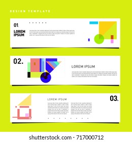 Vector set of abstract banner web design template. Retro and pop art colorful style banner design layout.