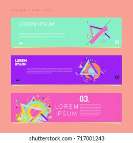 Vector set of abstract banner web design template. Retro and pop art colorful style banner design layout.