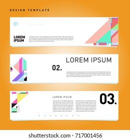 Vector set of abstract banner web design template. Retro and pop art colorful style banner design layout.