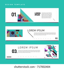 Vector set of abstract banner web design template. Retro and pop art colorful style banner design layout.