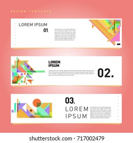 Vector set of abstract banner web design template. Retro and pop art colorful style banner design layout.