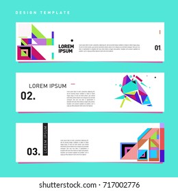 Vector set of abstract banner web design template. Retro and pop art colorful style banner design layout.