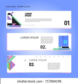 Vector set of abstract banner web design template. Retro and pop art colorful style banner design layout.