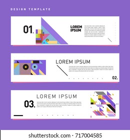 Vector set of abstract banner web design template. Retro and pop art colorful style banner design layout.
