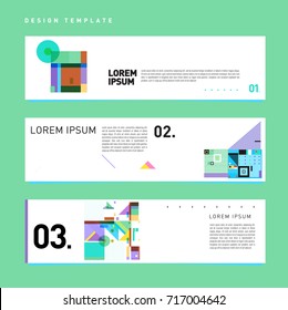 Vector set of abstract banner web design template. Retro and pop art colorful style banner design layout.