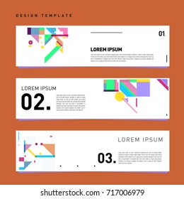 Vector set of abstract banner web design template. Retro and pop art colorful style banner design layout.