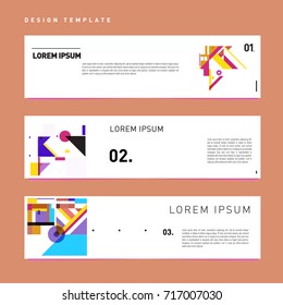 Vector set of abstract banner web design template. Retro and pop art colorful style banner design layout.