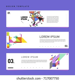 Vector set of abstract banner web design template. Retro and pop art colorful style banner design layout.