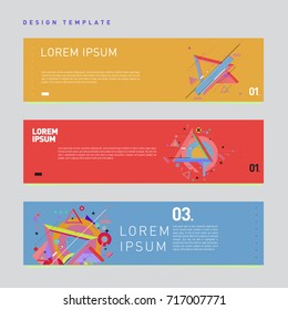 Vector set of abstract banner web design template. Retro and pop art colorful style banner design layout.