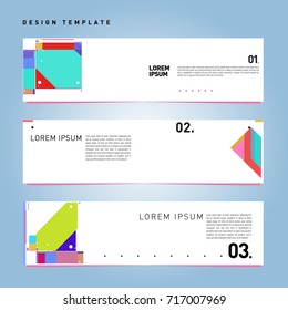 Vector set of abstract banner web design template. Retro and pop art colorful style banner design layout.