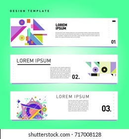 Vector set of abstract banner web design template. Retro and pop art colorful style banner design layout.