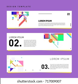 Vector set of abstract banner web design template. Retro and pop art colorful style banner design layout.