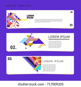 Vector set of abstract banner web design template. Retro and pop art colorful style banner design layout.