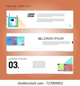 Vector set of abstract banner web design template. Retro and pop art colorful style banner design layout.