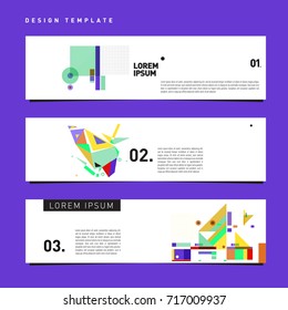 Vector set of abstract banner web design template. Retro and pop art colorful style banner design layout.