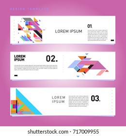 Vector set of abstract banner web design template. Retro and pop art colorful style banner design layout.