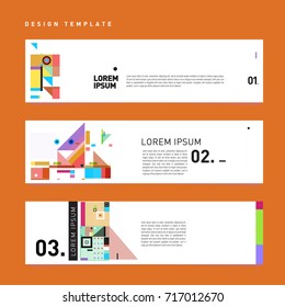 Vector set of abstract banner web design template. Retro and pop art colorful style banner design layout.